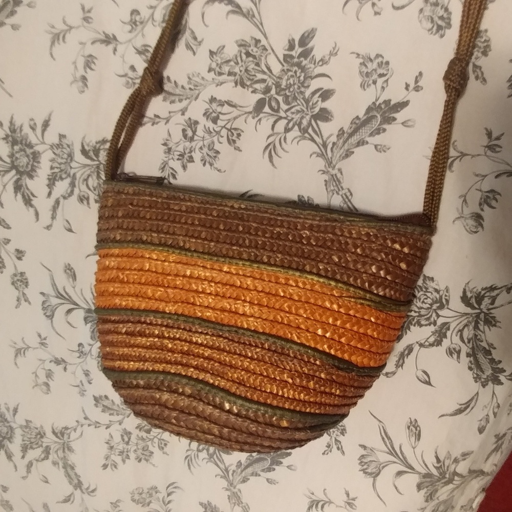 Woven ombre orange & brown shoulder bag/purse 👛